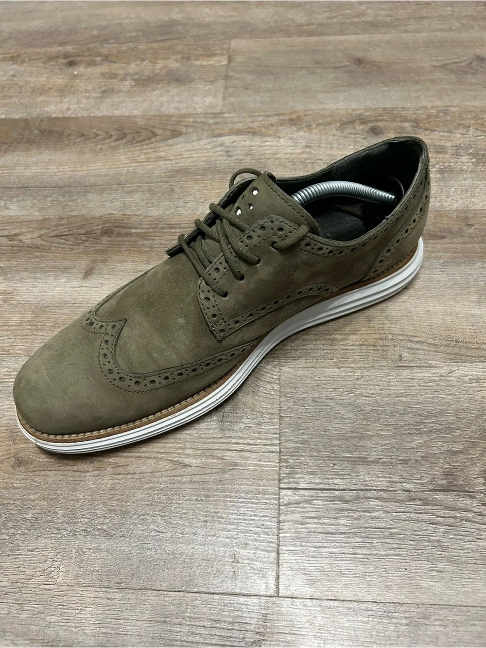 Cole Haan Lunargrand Men's  Size 11 M Olive Green Suede Wingtip Oxford Shoes